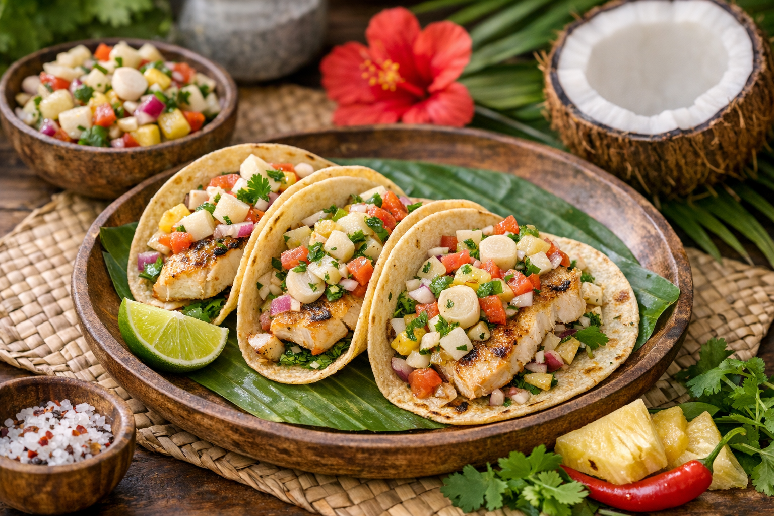Fresh Fish Tacos with Hearts of Palm Salsa Recipe