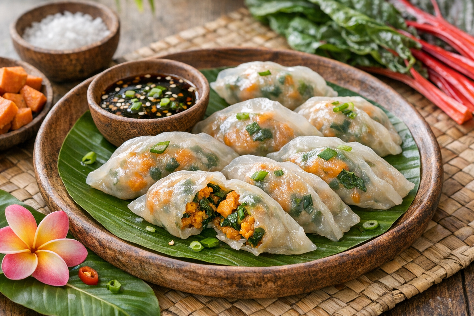Steamed Sweet Potato and Swiss Chard Dumplings Recipe