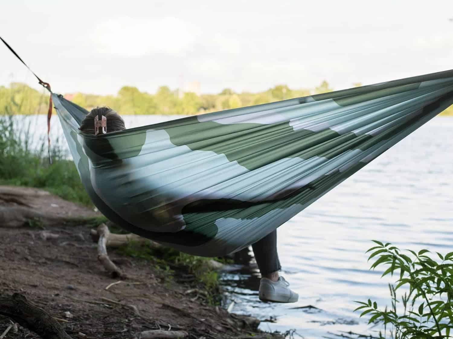 KAMMOK: Roo Double Hammock | Made from Strong & 100% Recycled Water Resistant Ripstop Fabric | Comfortable, Packable, Lightweight (Lifetime Adventure Grade Warranty), Ocean Print - Image 3
