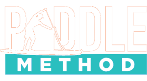 Paddle Method logo featuring a paddleboarder silhouette and bold text design.