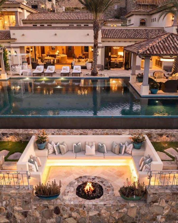Casa Luna Escondida – Infinity Pool And Firepit Lounge At Sunset