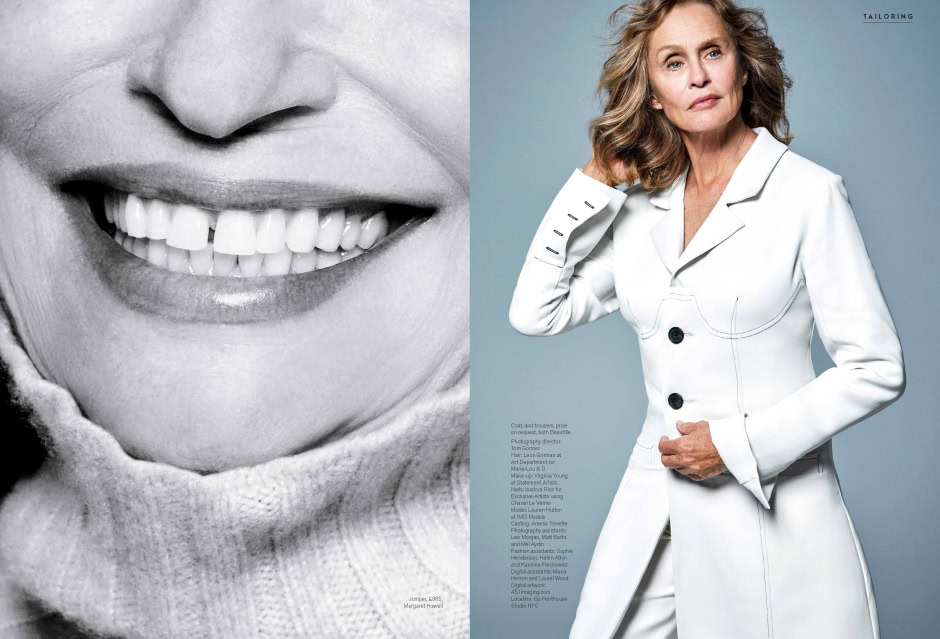 Close-up of a smiling woman's mouth showing white teeth, black and white photograph, portrait photography, expressive smile, natural beauty.