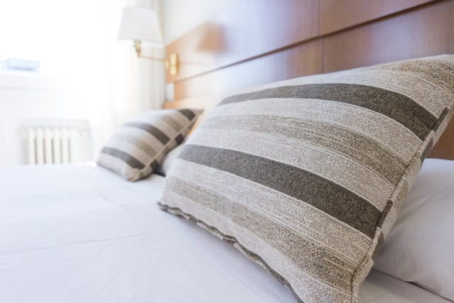 Pillow on a bed in hotel