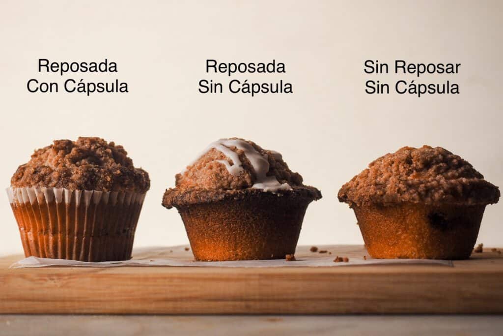 Comparativa entre muffins según reposo y cápsula