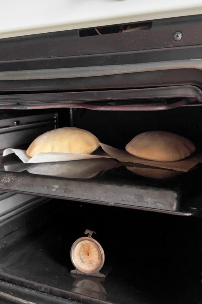 Pan Pita en el horno
