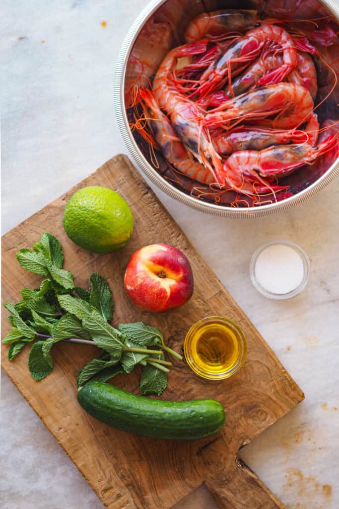 Ingredientes para hacer Carpaccio de Gambas
