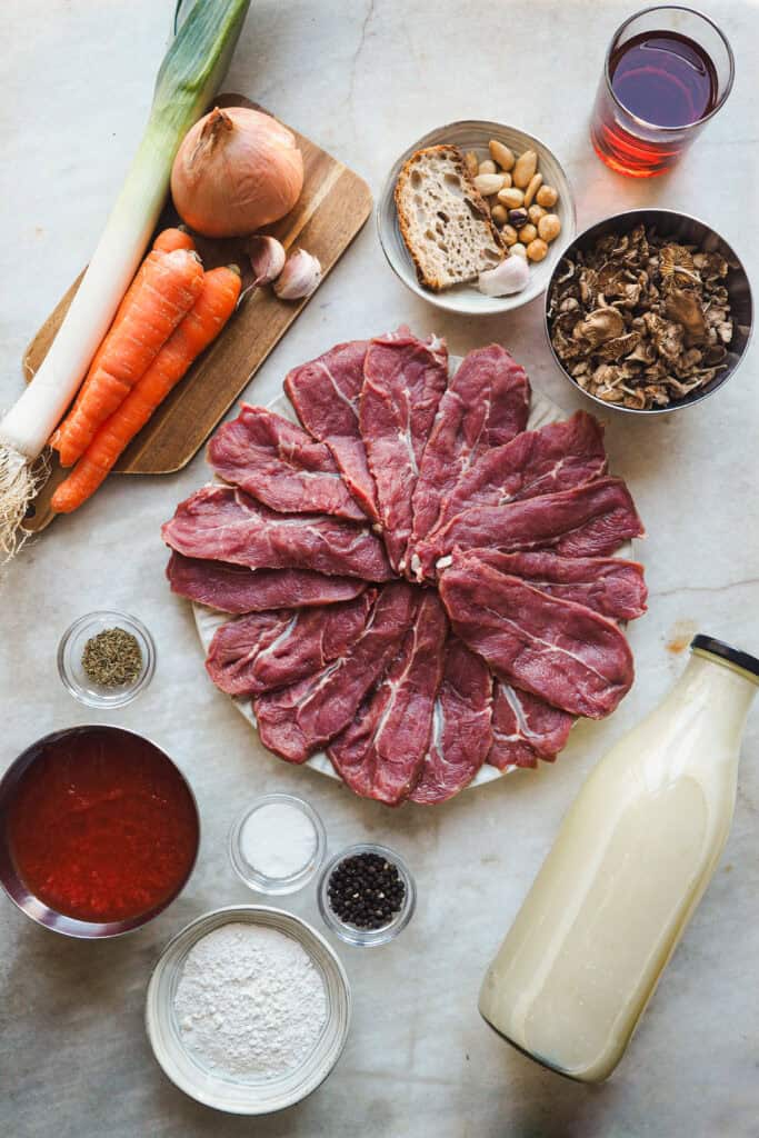 Ingredientes para hacer Fricandó Tradicional Catalán