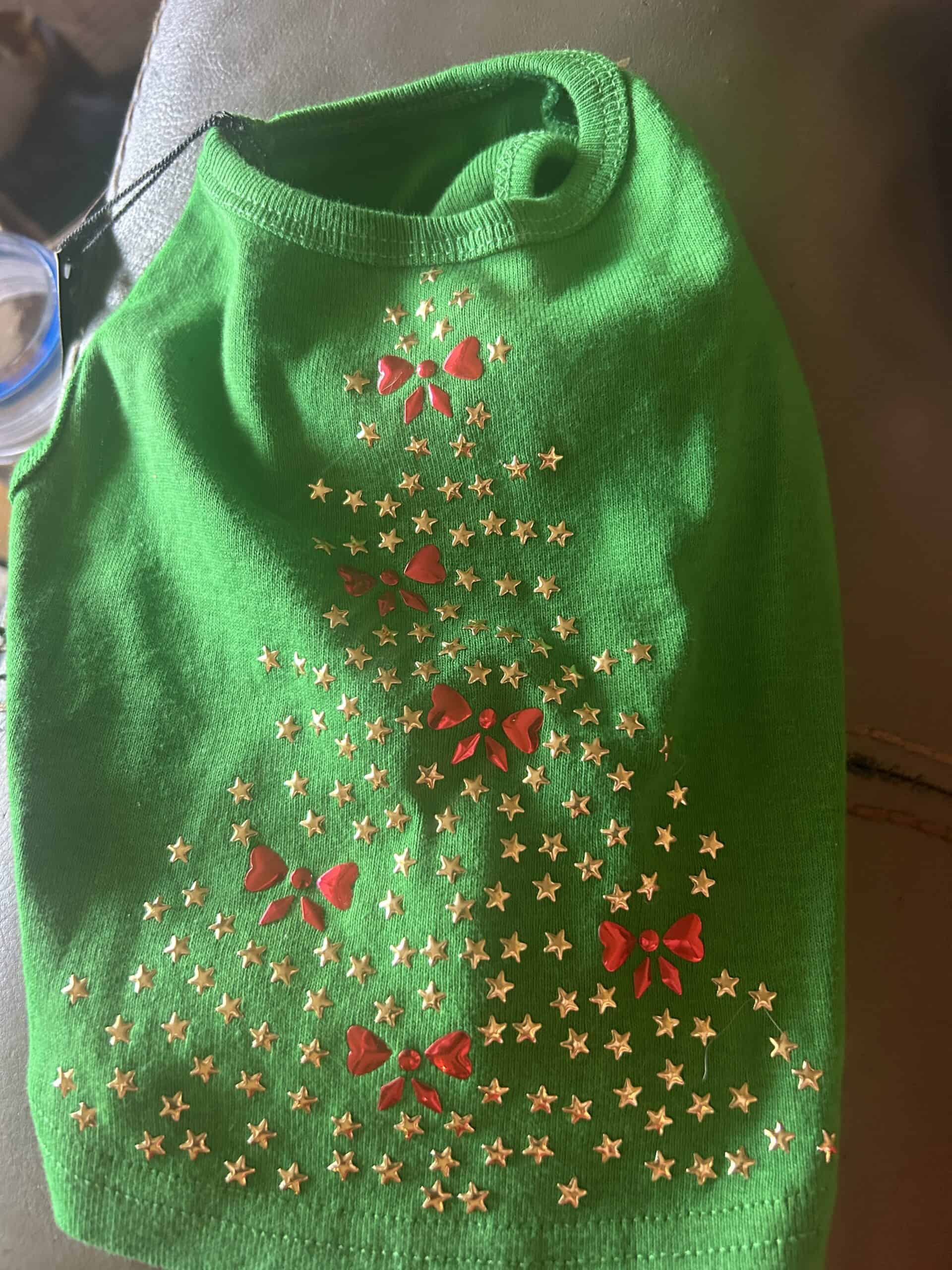 Christmas Bow Tree Rhinestone Tank in green