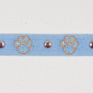 Embroidery Paws Collar by Susan Lanci handcrafted from genuine Ultrasuede® with embroidered paw prints and Swarovski® crystal accents.