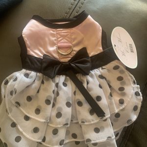 clearance pink and polka dot ruffled dog dress