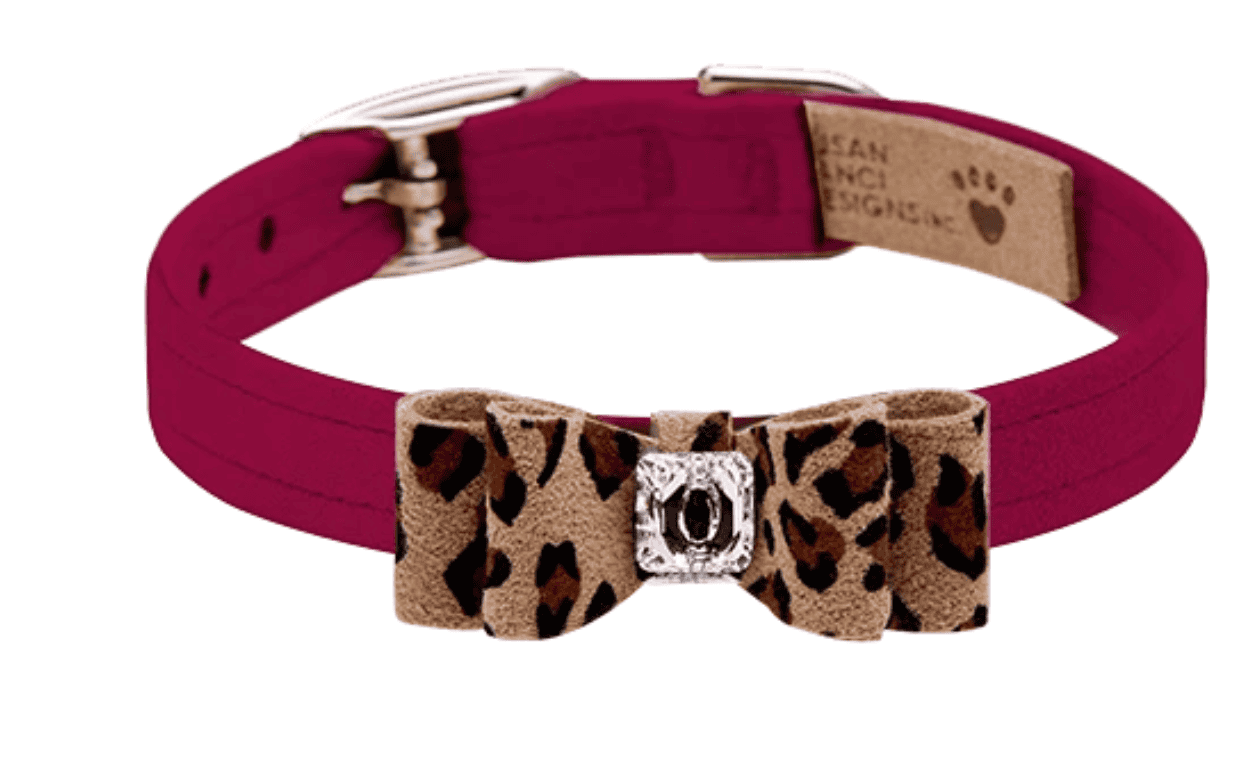 big bow cheetah dog collar