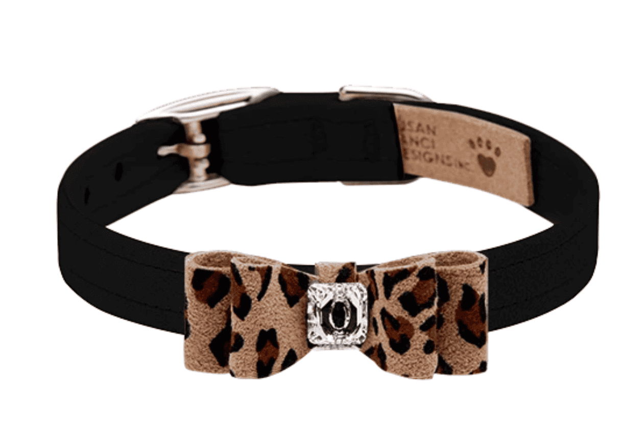 big bow cheetah dog collar