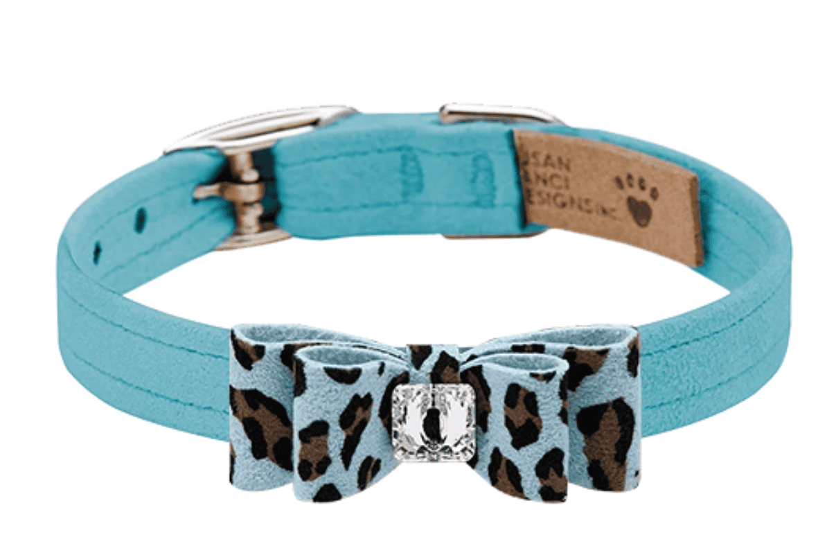 big bow cheetah dog collar