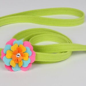 Susan Lanci Fantasy Flower Dog Leash with colorful flower and European crystal