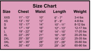 Dog In The Closet Size Chart for Denim Harness Vest - Paws With Fashion Dog In The Closet Size Chart for Denim Harness Vest