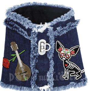 Day of the Dead Chihuahua Denim Harness Vest