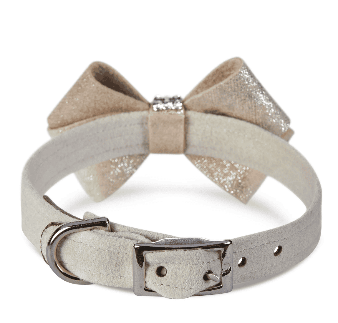 Champagne Glizerati Nouveau Bow 1/2-inch collar
