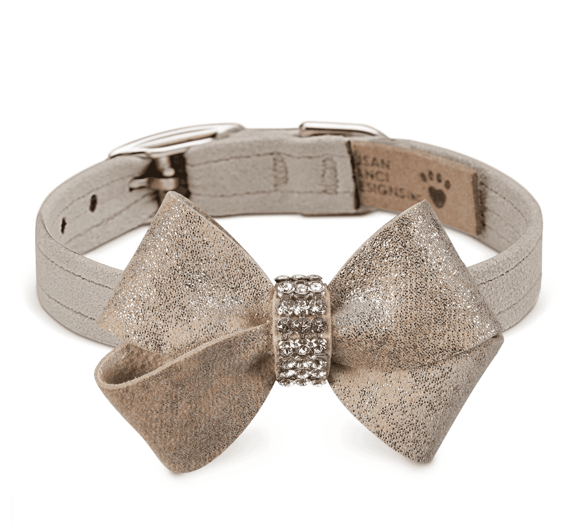 Champagne Glizerati Nouveau Bow 1/2-inch collar