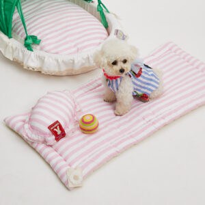daisy yoga mat in pink stripes