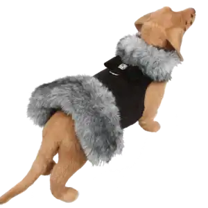 Susan Lanci Big Bow Black Tip Silver Fox Fur Coat