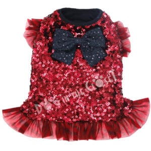 Red Sparkle Sequin Dog Dress by Dog in the Closet.