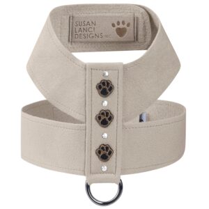Doe Susan Lanci Embroidered Paws Tinkie Harness with black paw embroidery and European crystals