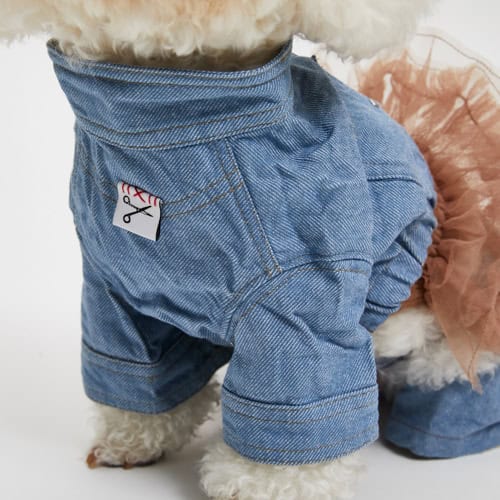 Denim dog hoodie, stylish pet clothing, clothing for small dogs, fashionable pet apparel, Paws With Fashion dog outfits, trendy dog hoodie, pet fashion accessories, comfortable dog clothing, designer pet wear, casual dog costumes.