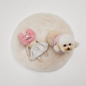 Anywhere Fur Rug in Blanc by Louisdog luxury eco-fur dog rug with soft plush surface and non-slip backing.