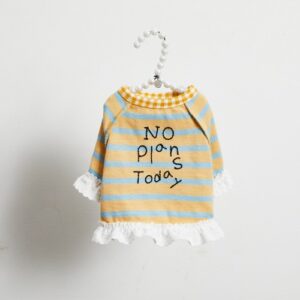 Relax Stripe dog t-shirt yellow blue striped lace louisdog