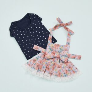 Louisdog Myria Layered Dress TEE navy star tee and Liberty floral dog dress