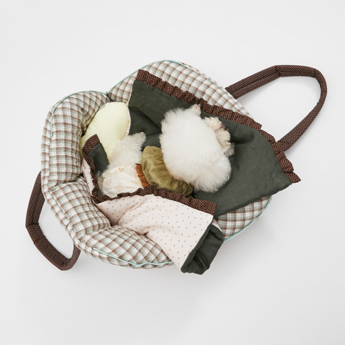 Grove Around Bag by Louisdog luxury dog carrier with Italian linen, Liberty London floral handles, and removable travel cushion.