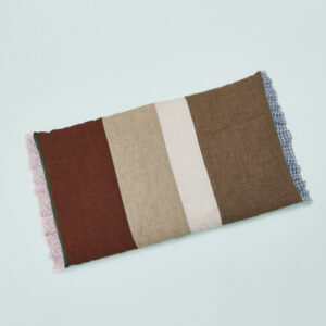 Little Atelier Rug by Louisdog featuring patchwork linen fabric with Italian lace and blue checked frill.