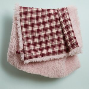 Little Tartan Blanket by Louisdog featuring reversible Italian tartan fabric and plush pink faux fur.