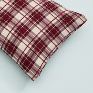 Little Tartan Pillow by Louisdog crafted from premium Italian burgundy tartan fabric.
