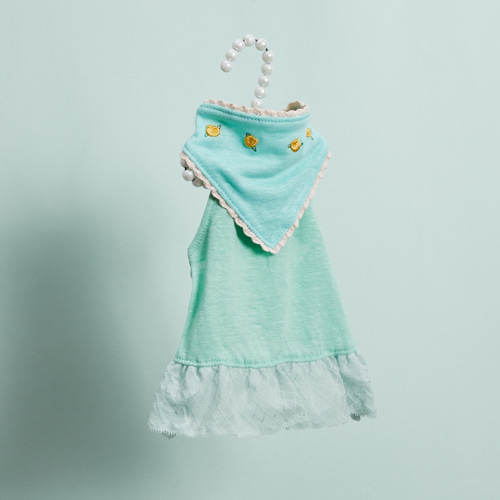 Mint Breeze TEE & Scarf by Louisdog designer dog tee with embroidered scarf