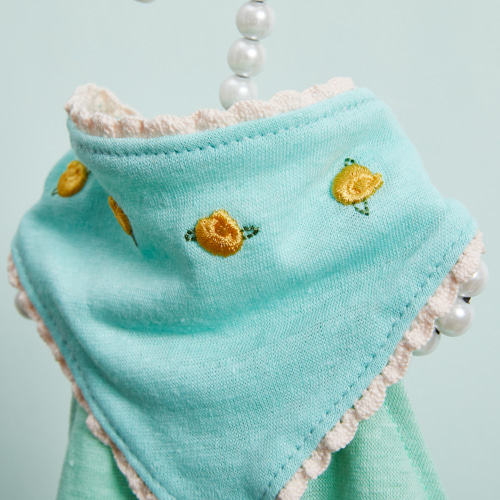 Mint Breeze TEE & Scarf by Louisdog designer dog tee with embroidered scarf