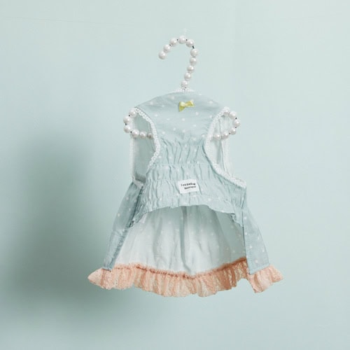 Back of Louisdog Willow Dress with white lace and ribbon detail