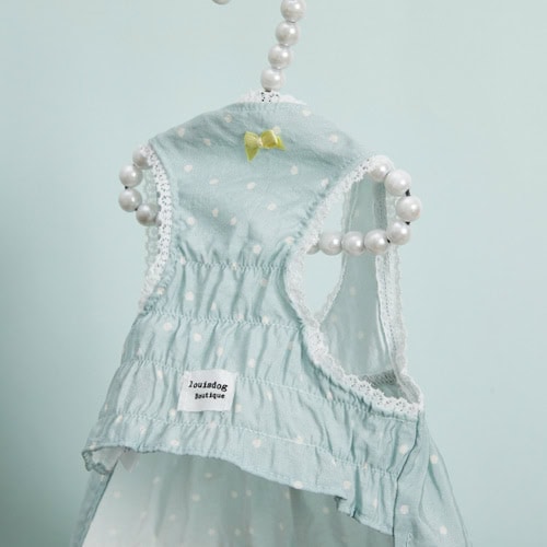 Back of Louisdog Willow Dress with white lace and ribbon detail