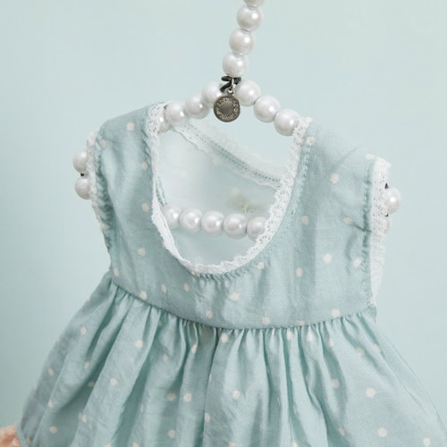 Front of Louisdog Willow Dress with white lace and ribbon detail