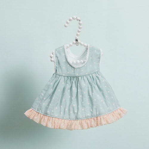 ouisdog Willow mint polka-dot dog dress with matching scarf