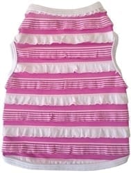 Clearance Pink Stripe Ruffles Tank-1 X-Small