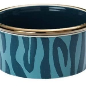 Glitzy Safari Ceramic Dog Bowls - Peacock Blue