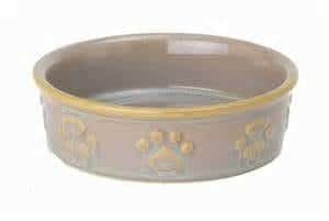 Ceramic pet food bowl with paw print design, ideal for dogs and cats, durable and stylish feeding dish, Paws With Fashion.