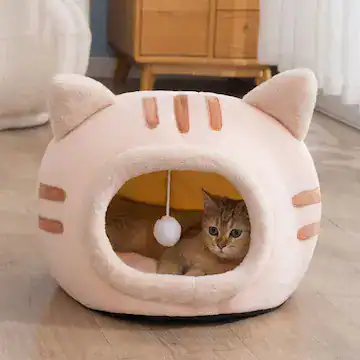 lit cocoon pour chat avec coussin doux et panier confortable