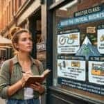 Woman viewing business pitfalls masterclass window