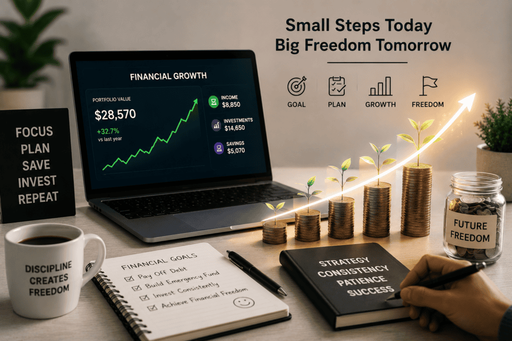 Financial growth concept with rising charts and long-term progress illustration