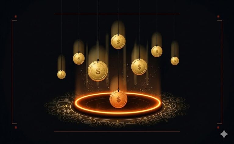 Gold coins falling into a dark glowing pit, symbolizing hidden financial loss.