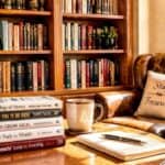 Stack of personal finance books in a cozy library setting, representing practical, beginner-friendly money guidance