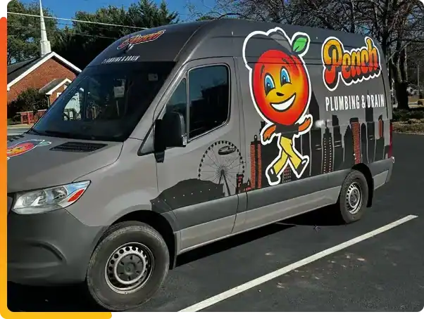 Peach-Plumbing-And-Drain-Service-Van-Parked