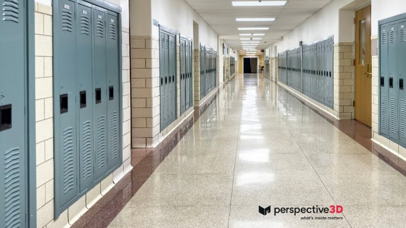 school hallway digital twin services perspective3d